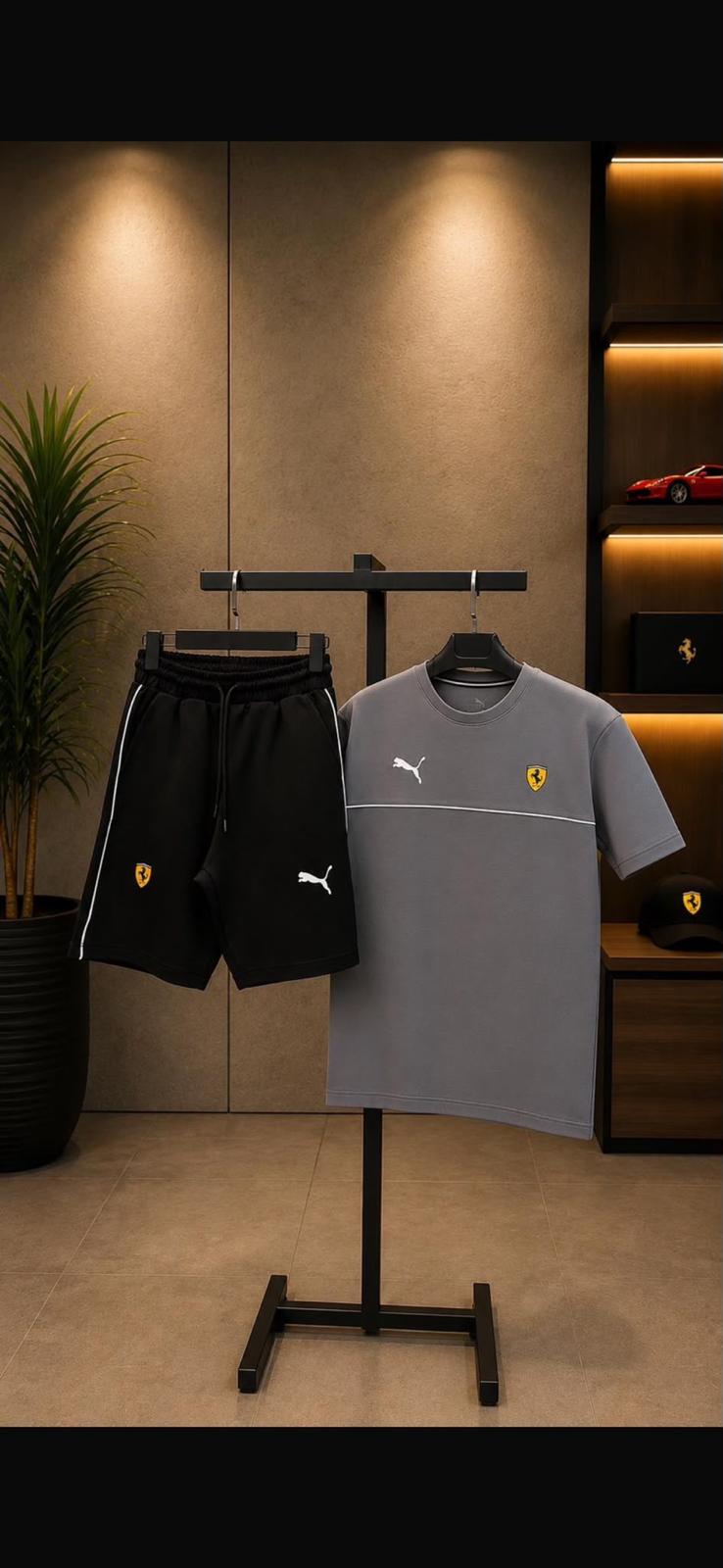 PUMA FERRARİ GRİ ŞORTLU TAKIM