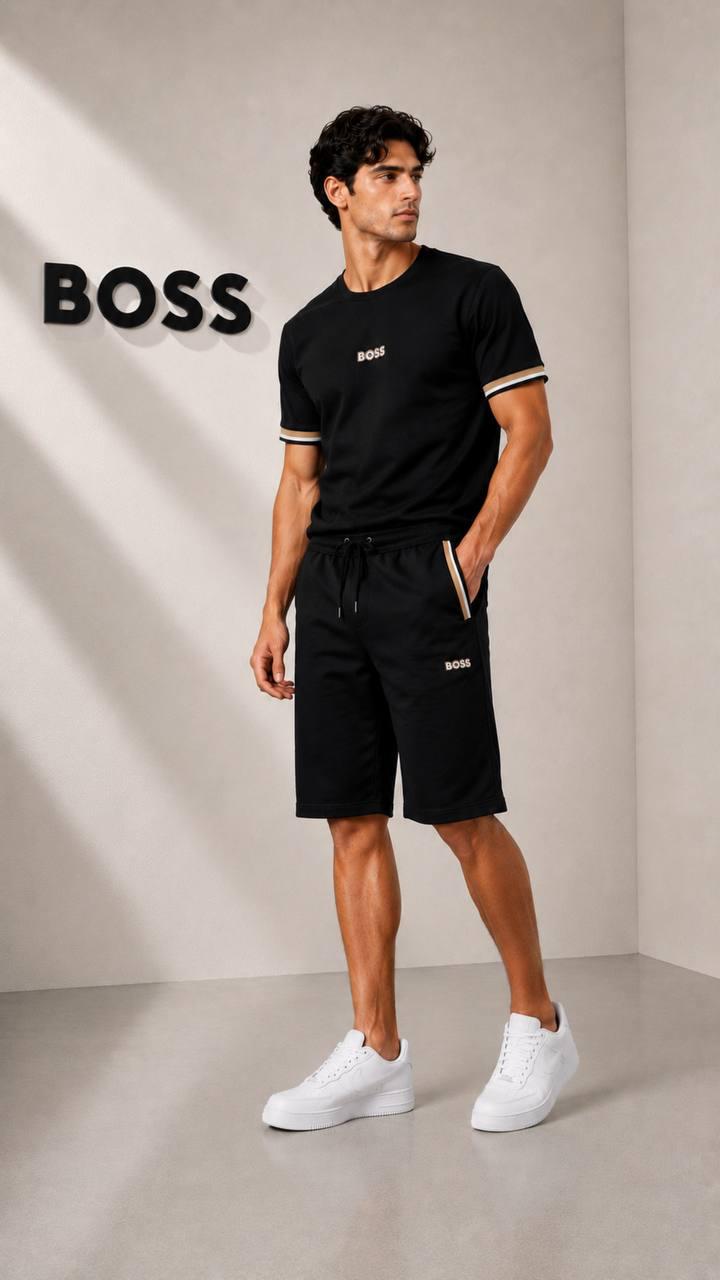 BOSS SİYAH ŞORTLU TAKIM
